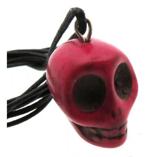 Coloured Pink Stone Skull Pendant